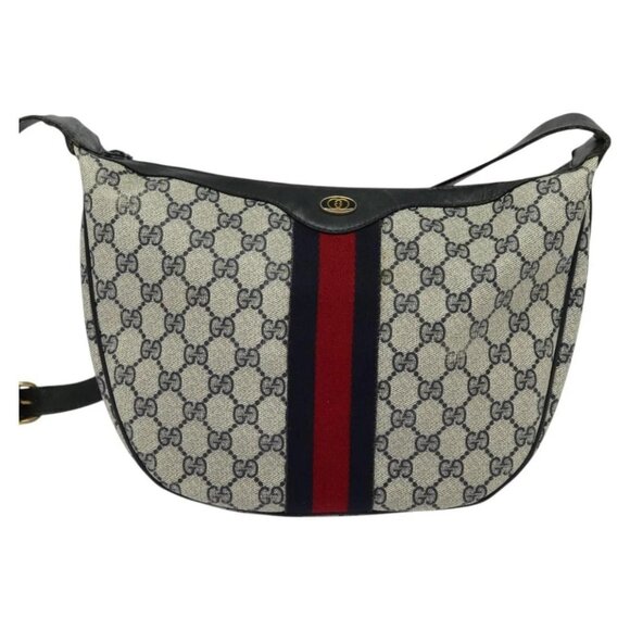 GUCCI GG Supreme Sherry Line Shoulder Bag PVC Navy Gold 10 2 8840 Auth 127091 - Picture 3 of 16